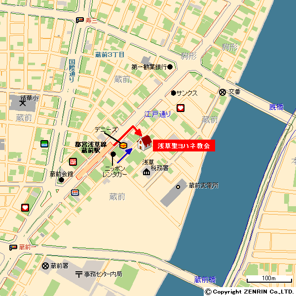 浅草聖ヨハネ教会地図